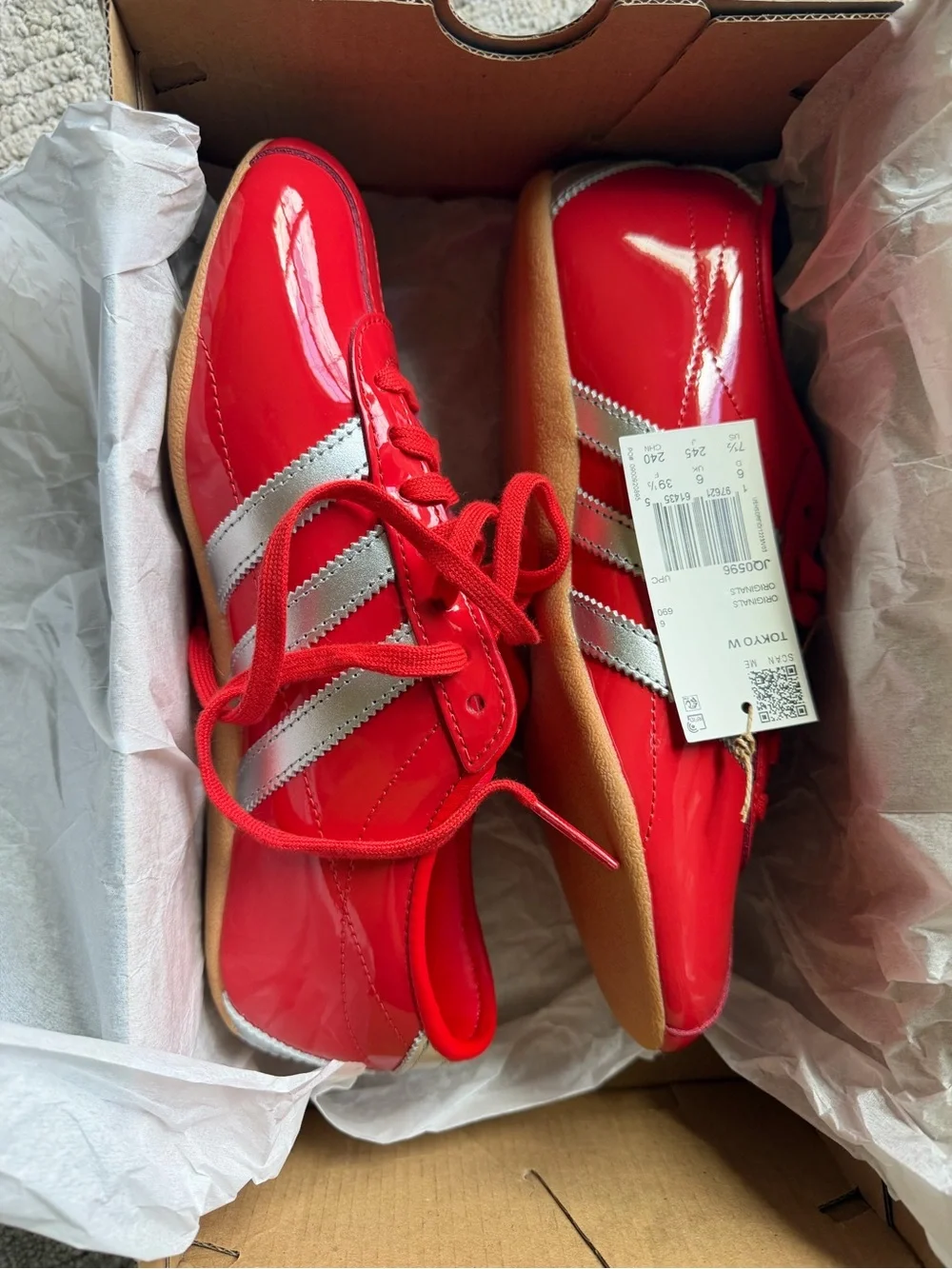 Womens adidas Tokyo red and silver size 7.5 NWT
